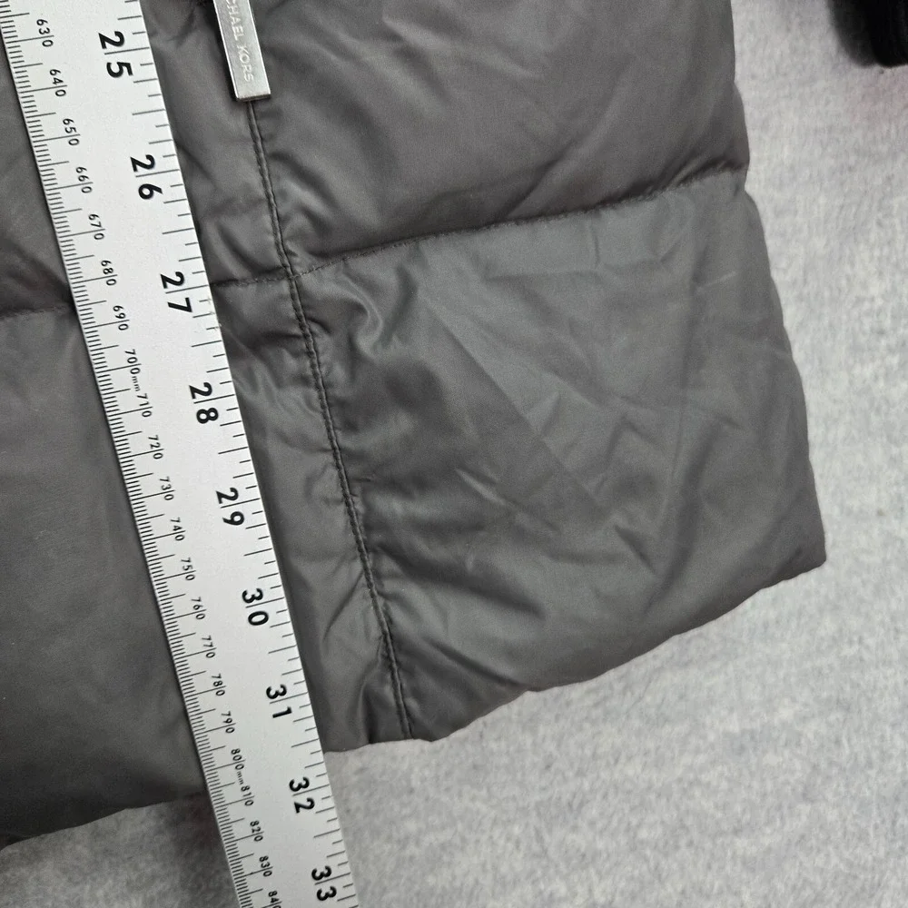 Michael Kors Women Jacket Medium Gray Down Puffer Full Zip Pocket Neck‎ Pockets